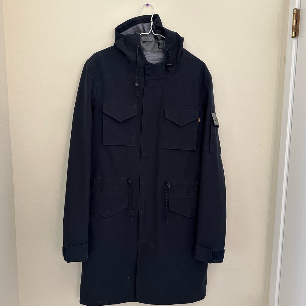 Alpha Industries Quarter Master Long Hooded Waterproof Field Coat, Blue, Small